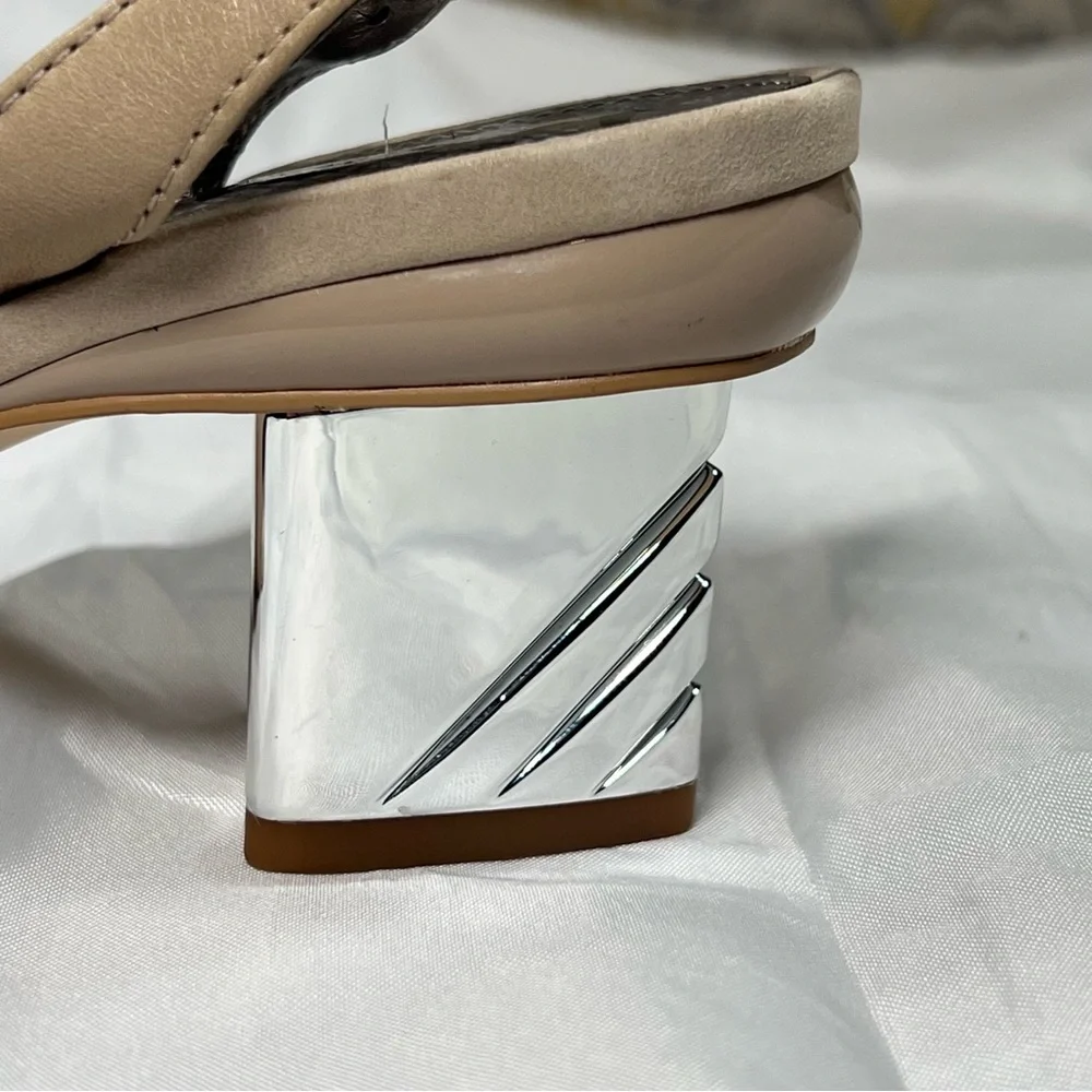 Sam Edelman Snakeskin Slingback Low Metallic Heel Pumps - Size 7 - Picture 4 of 7